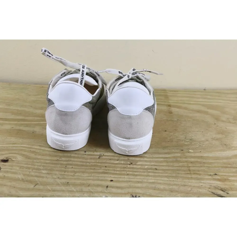 New Zadig & Voltaire Sneakers 38 White Leather Flash Sparkle Shoes - Picture 3 of 15